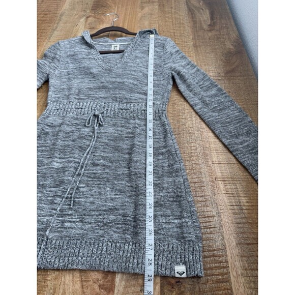 Roxy Women's Marled Gray Hoodie Tunic Sweater Knit V Neck Pullover Small - Picture 11 of 12